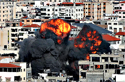 Smoke & flames Gaza City