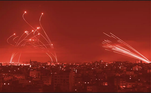 Iron Dome intercepts of Hamas missiles