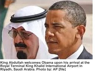 Saudi King Abdullah welcomes Obama.jpg